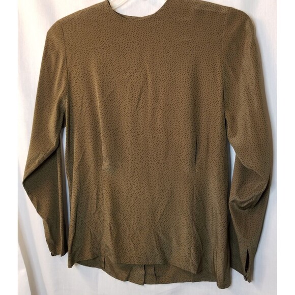 Vintage Mark Shale Shirt Womens Size 4 Green Black Silk Polka Dot - Picture 3 of 9